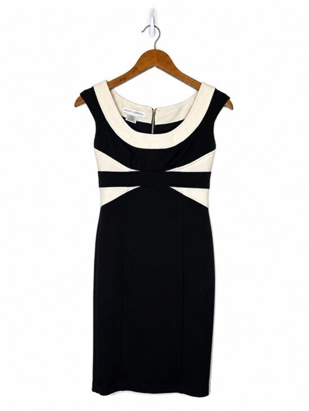 Maggy London Black and Cream Colorblock Mini Sheath Dress Size 4